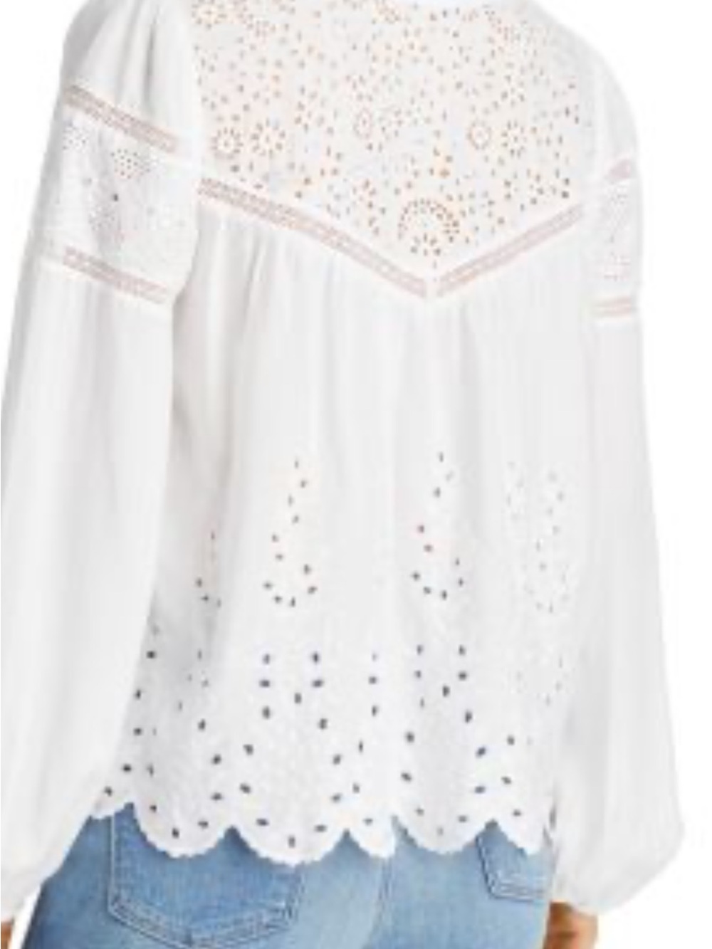 LoveShackFancy White Eyelet Button-Front Blouse - Picture 5 of 7